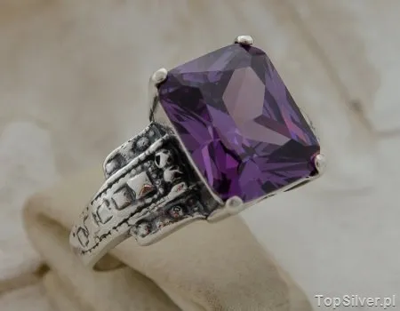 ALEROS - srebrny pierścionek z ametystem