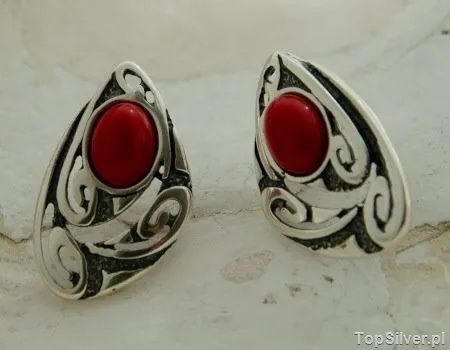 ARRNO - srebrne kolczyki z koralem