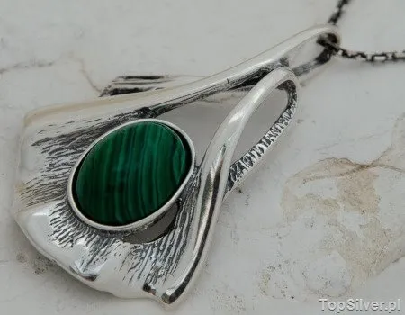 ELENA - srebrny wisior z malachitem