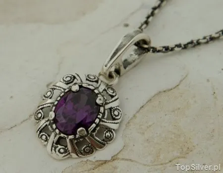 INGRID - srebrny wisiorek z ametystem