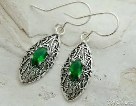 BOCONO - srebrne kolczyki ze szmaragdem