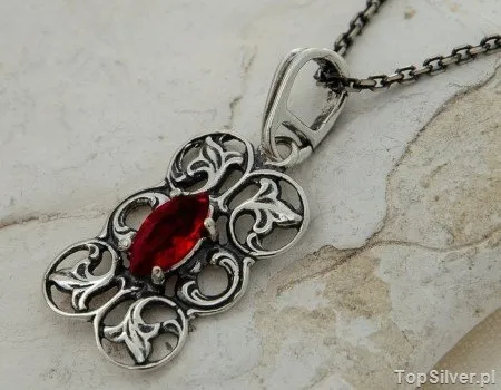 CATALINA - srebrny wisiorek z rubinem
