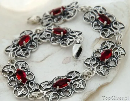 CATALINA - srebrna bransoletka z rubinem