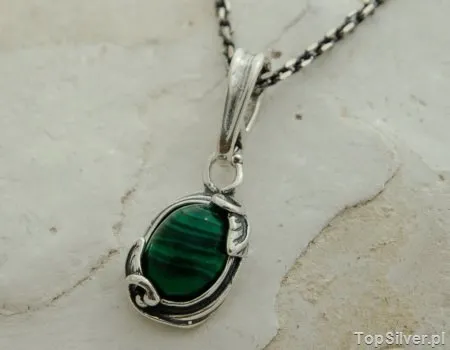 VITA - srebrny wisiorek z malachitem