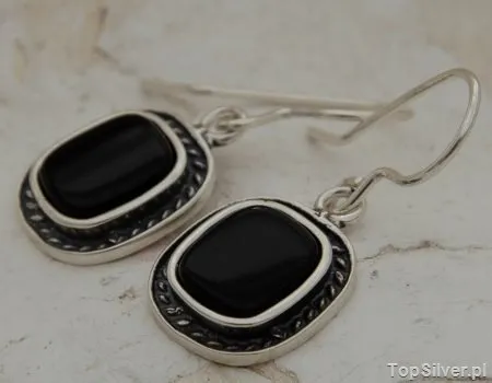 MALERIA - srebrne kolczyki z onyksami