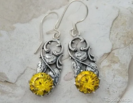 LEONELLO - srebrne kolczyki z cytrynem