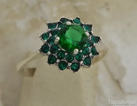 KRAKÓW - srebrny pierścionek ze szmaragdami