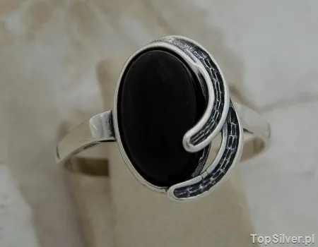 SILOS - srebrny pierścionek z onyksem