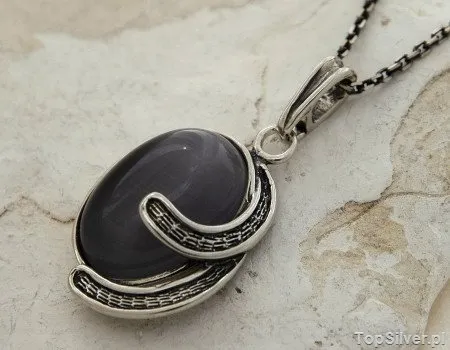 BANEZA - srebrny wisiorek z kocim okiem