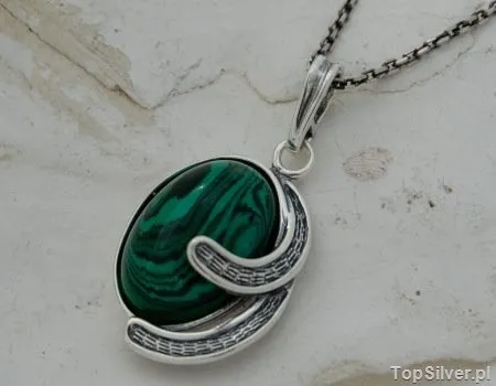 OSUNA - srebrny wisiorek z malachitem