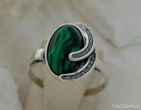 OSUNA - srebrny pierścionek z malachitem