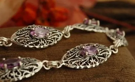 RONDA - srebrna bransoletka z ametystem