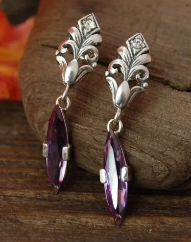 CODY - srebrne kolczyki z ametystem