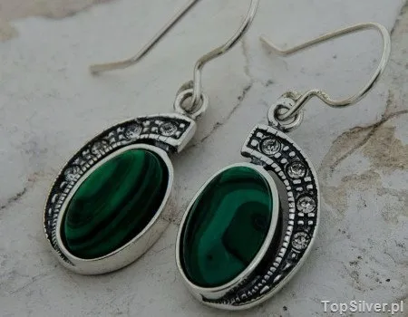 RIPOLI - srebrne kolczyki z malachitem