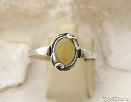 EDNA - srebrny pierścionek z bursztynem
