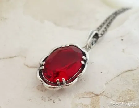 FABIOLA - srebrny wisiorek z rubinem