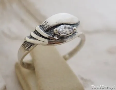 BEBEL - srebrny pierścionek z kryształem Swarovskiego