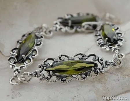 BOSU - srebrna bransoletka z oliwinem