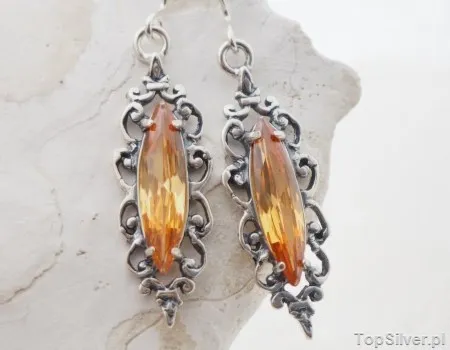 CHARO - srebrne kolczyki z topazem złocistym