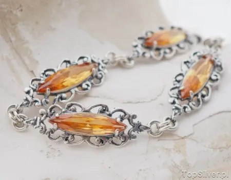 CHARO - srebrna bransoletka z topazem złocistym