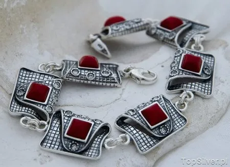 MYSTIC - srebrna bransoletka koral z kryształkami