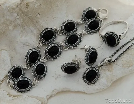 KERMA - srebrny komplet z onyksem