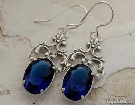 DOMINGO - srebrne kolczyki z szafirem