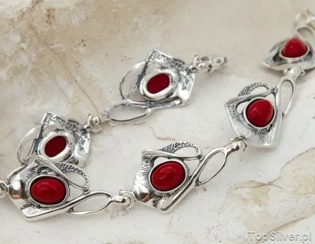 SIRET - srebrna bransoletka z koralem