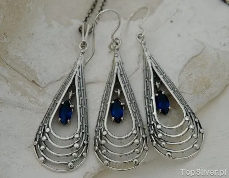 ZEGARIA - srebrny komplet z szafirem