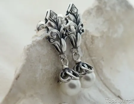 ATILIO - srebrne kolczyki z perłą i kryształem