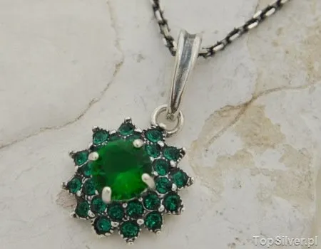 KRAKÓW - srebrny wisiorek ze szmaragdami