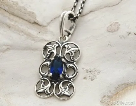 ROBBE - srebrny wisiorek z szafirem
