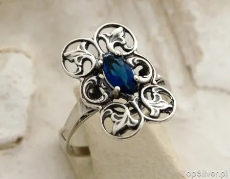 ROBBE - srebrny pierścionek z szafirem
