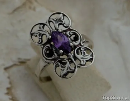 LUISE - srebrny pierścionek z ametsytem
