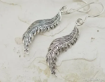 PIÓRKO - delikatne srebrne kolczyki