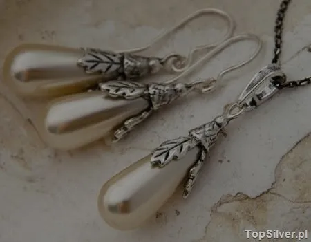 DĘBOWE SOPLE - komplet z perłami