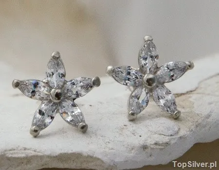 BIXTON - srebrne kolczyki z kryształem Swarovskiego