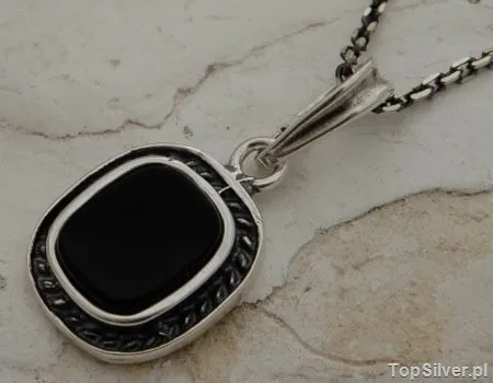 MALERIA - srebrny wisiorek z onyksami