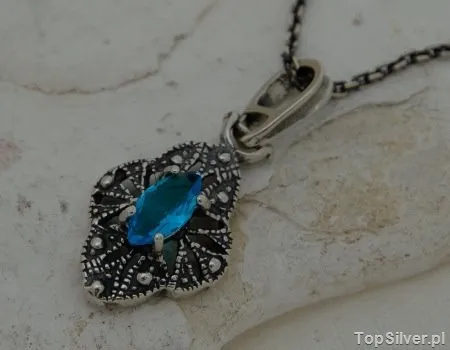 GLORIA - srebrny wisiorek z akwamarynem