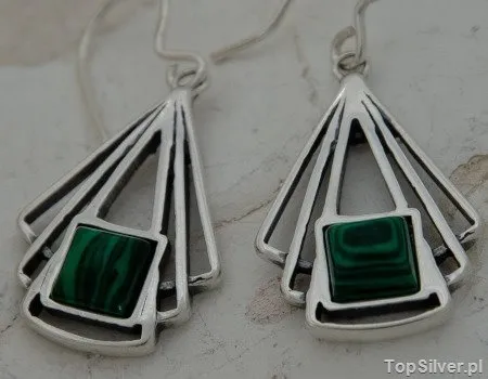 MACALOSO - srebrne kolczyki z malachitem