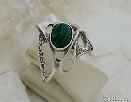 ELENA - srebrny pierścionek z malachitem