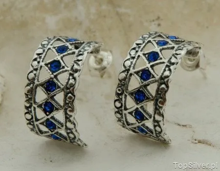 HISAR - srebrne kolczyki z szafirami