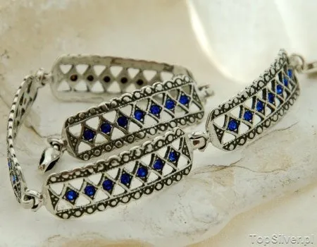 HISAR - srebrna bransoletka z szafirami