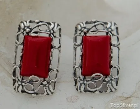 IRINA - srebrne kolczyki z koralem