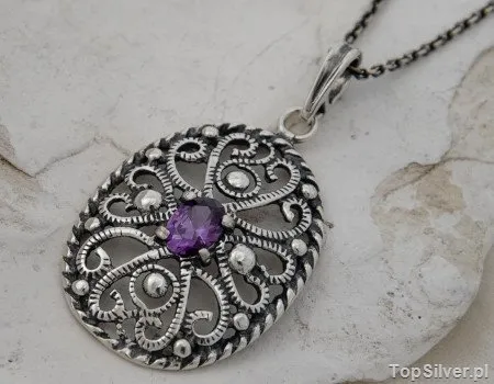 ASTI - srebrny wisior z ametystem