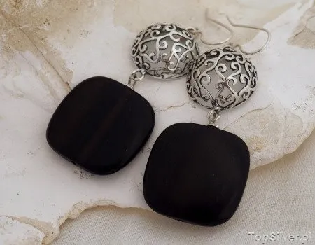 ALKAZAR - srebrne kolczyki z hebanem