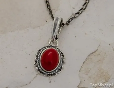 BODILA - srebrny wisiorek z koralem