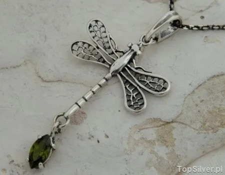AŻUROWA WAŻKA - srebrny wisiorek z oliwinem