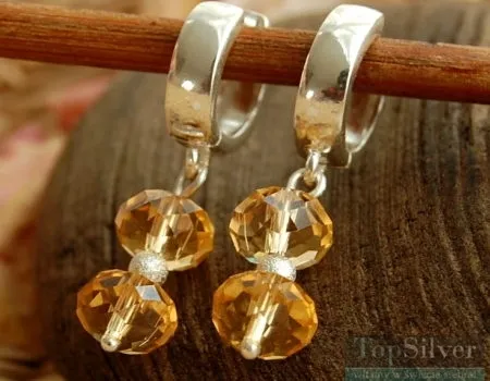 DISCO - srebrne kolczyki z miodowym kryształem