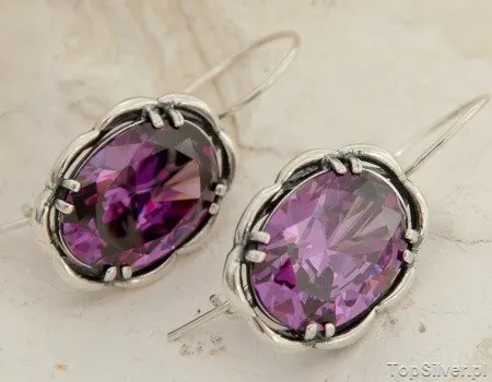 LEJDA - srebrne kolczyki z ametystem